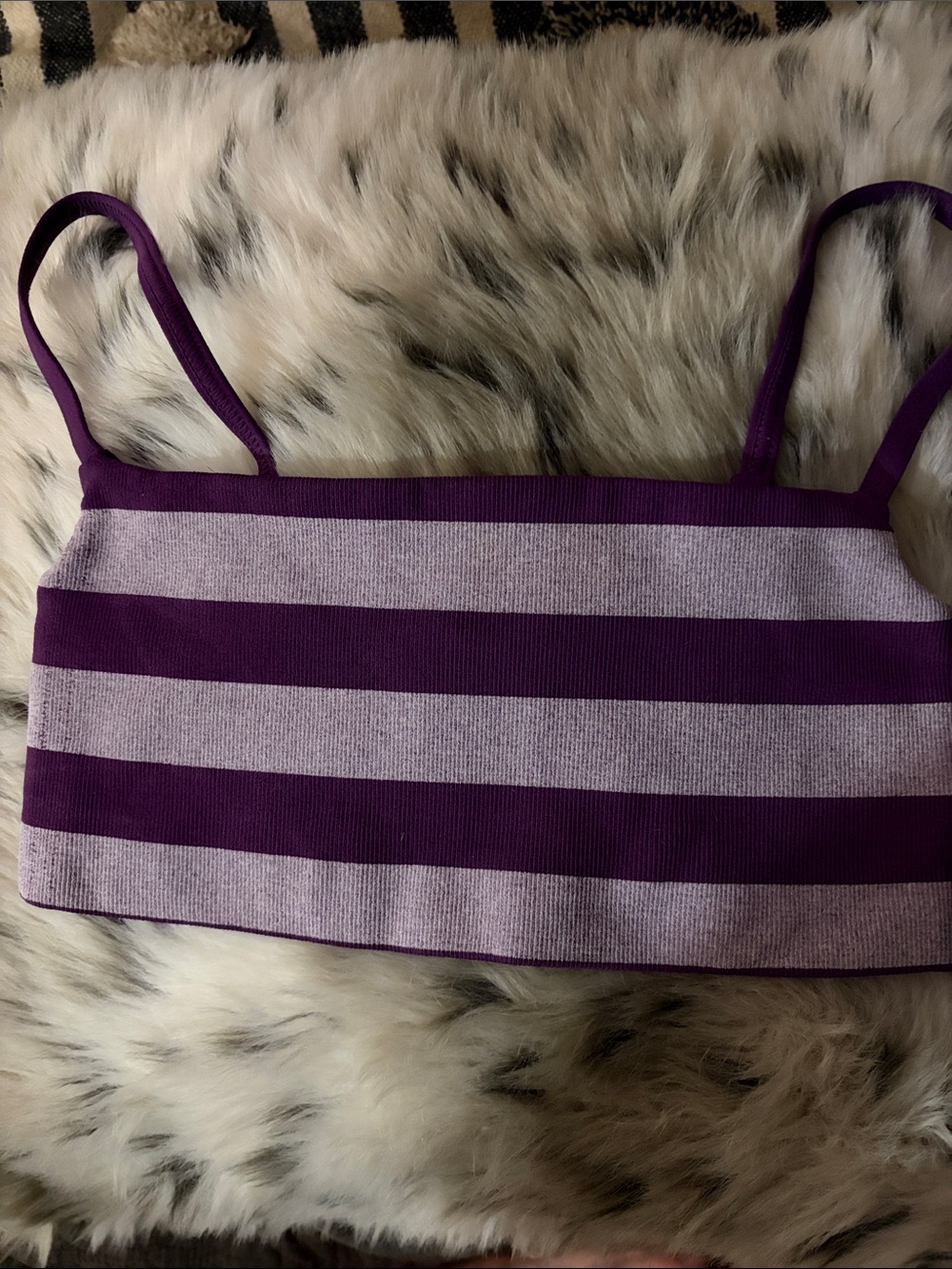 FP Movement by Free People Purple and Lavender Striped Ribbed Sports Bralette